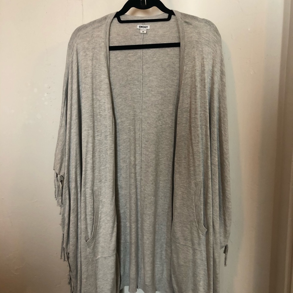 DKNY Fringe Shall Sweater